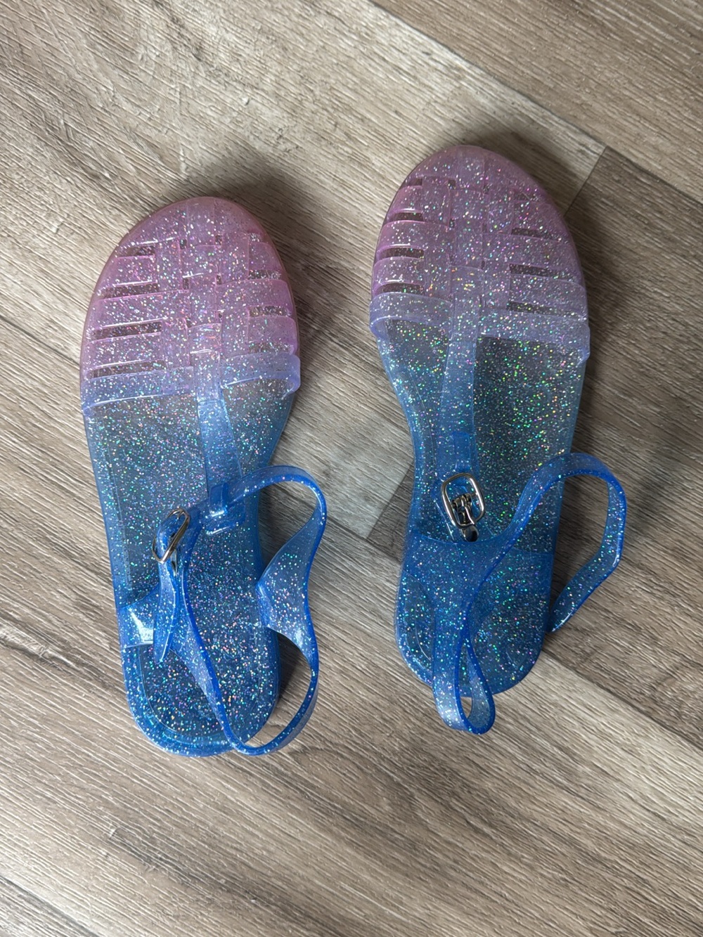 Sparkle Gradient Jelly Sandals - Pink to Blue